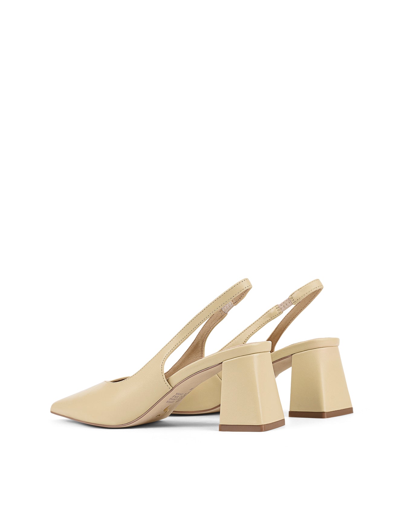 Yankee Slingback Block Heel Sandals - Custard Yellow Genuine Leather Women's Shoes for Summer, Weddings & Office Wear