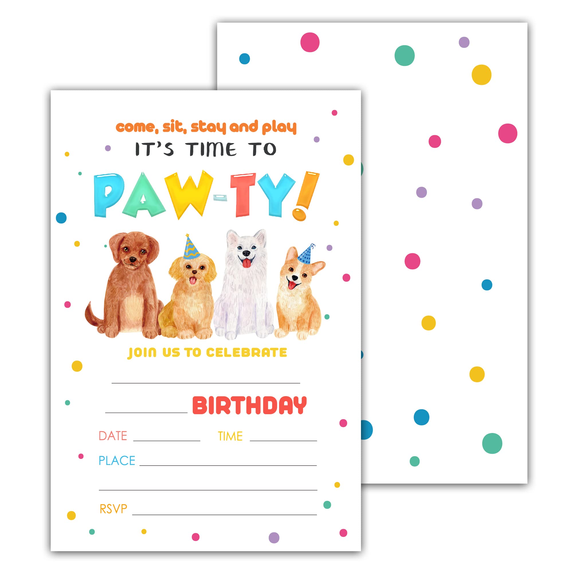 Puppy Dog Birthday Party Invitations - 20 Count Cute Puppy Paw Print Invite Cards with Envelopes for Boys & Girls - Perfect for Kids Birthday Celebrations, Puppy Themed Parties & Special Occasions
