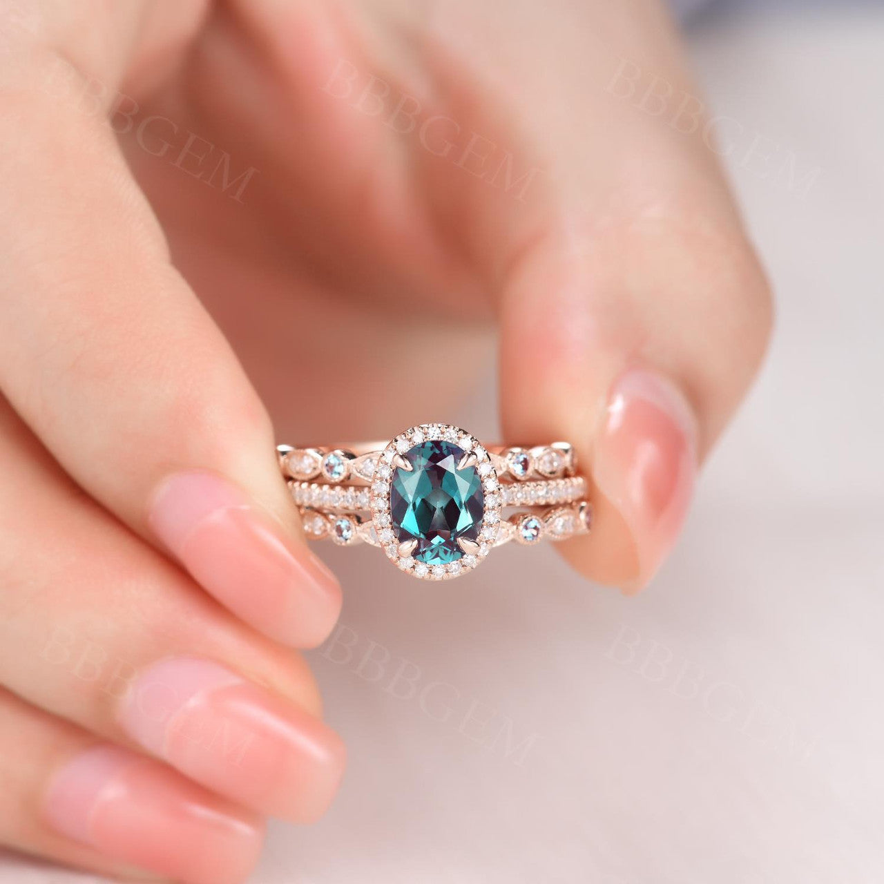 3Pcs Alexandrite Bridal Ring Set – Vintage Style Wedding Band & Engagement Ring for Women – Perfect for Proposals, Anniversaries & Bridal Jewelry Gifts