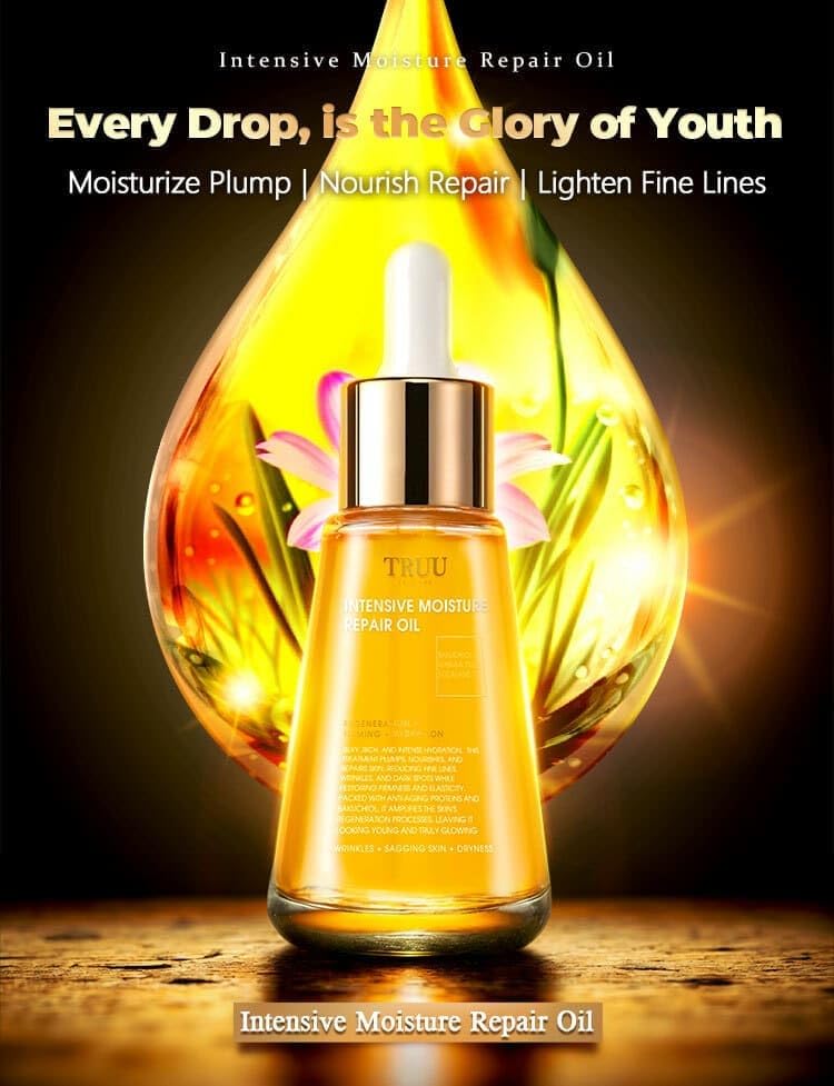 TRUU Intensive Moisture Repair Oil 35G - Deep Hydrating Hair & Skin Treatment for Dryness - Perfect for Damaged Hair Care, Scalp Nourishment & Body Moisturizing