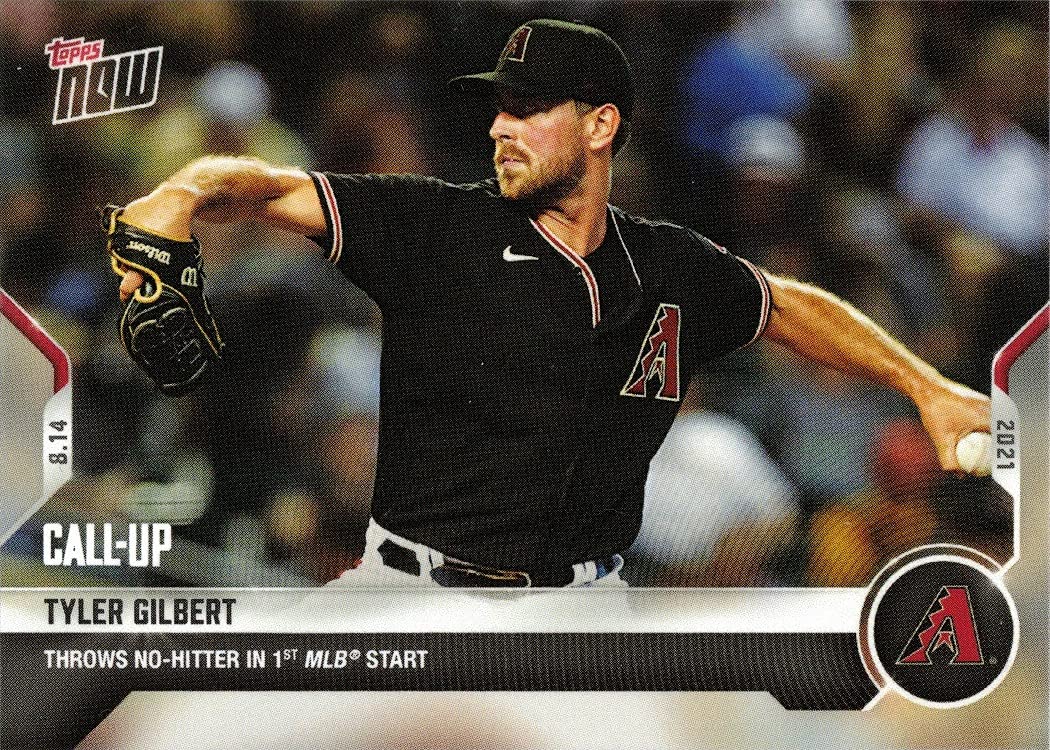 2021 Topps Now Baseball #661 Tyler Gilbert Pre-Rookie Card - Arizona Diamondbacks Pitcher Throws No-Hitter in First MLB Start | Collectible Sports Memorabilia for Baseball Fans and Card Collectors - Perfect for Display, Trading, and Investment