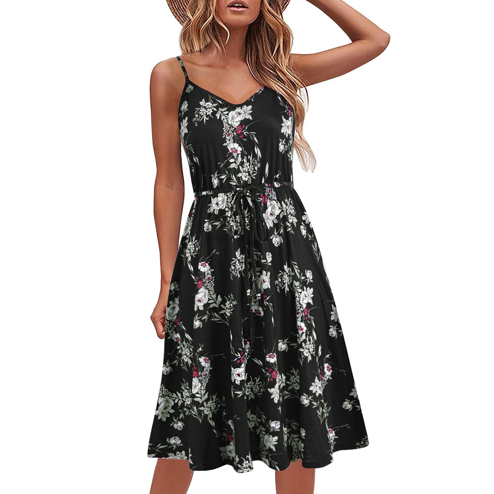 White Summer Casual Dress for Women - Cotton Sleeveless Spaghetti Strap A-Line Dress | Perfect for Beach, Vacation & Everyday Wear