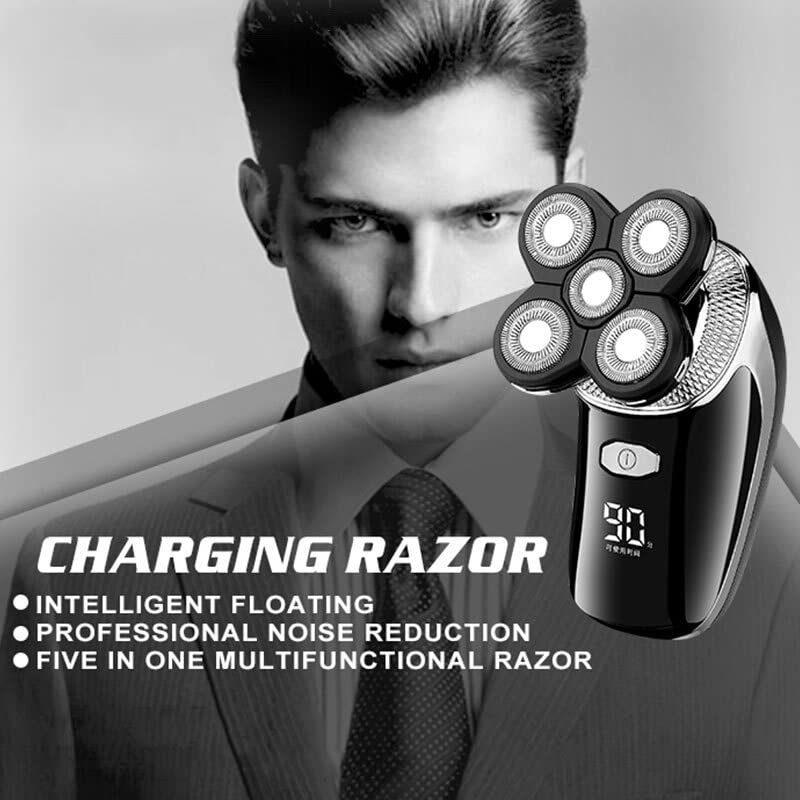 5-in-1 Waterproof Electric Head Shaver for Bald Men - Rechargeable Beard Trimmer & Hair Clipper - Perfect for Travel, Gym & Daily Grooming (With Box)