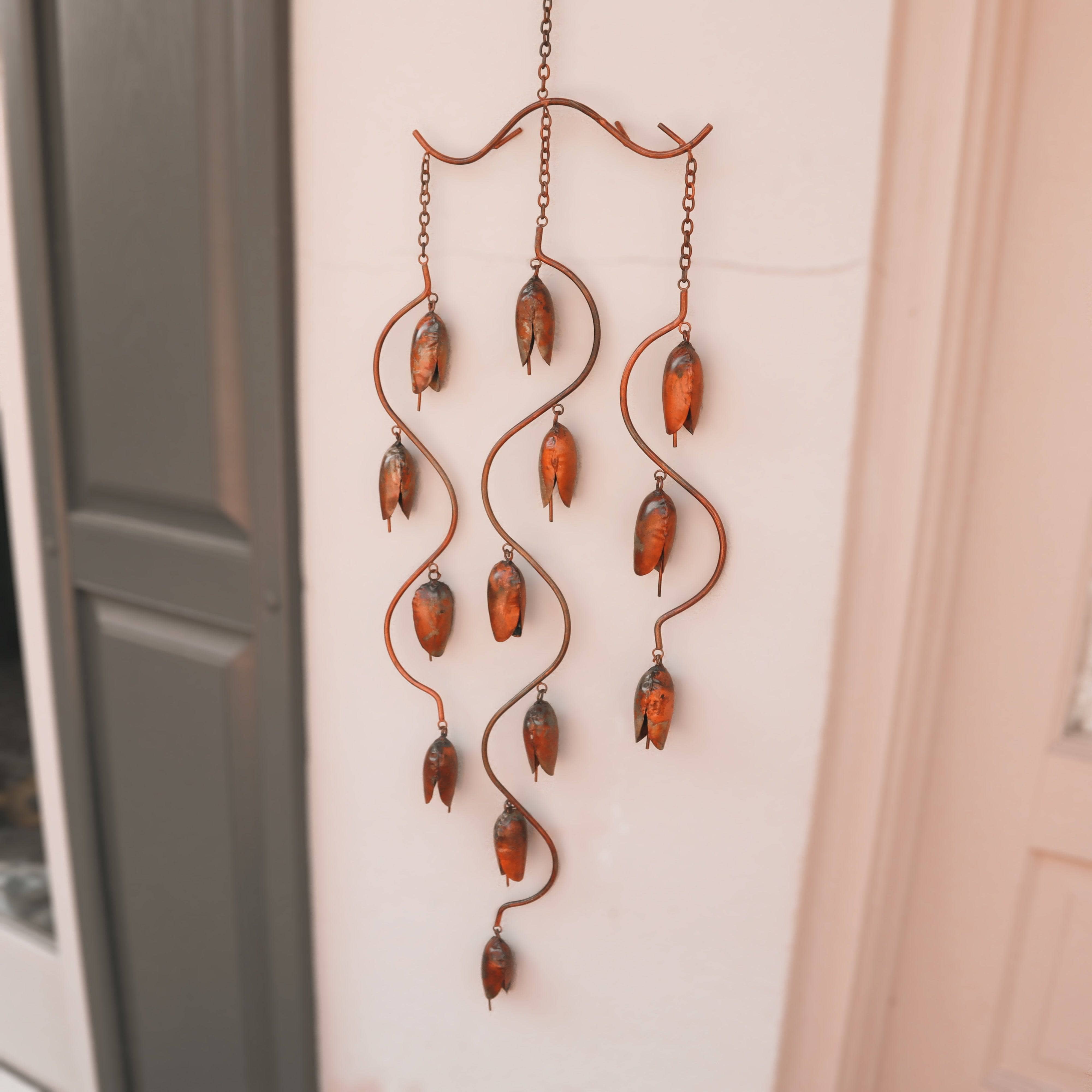 Triple Bell Spiral Wind Chime - Outdoor Garden Decor for Patio, Porch & Backyard - Soothing Wind Chimes for Relaxation & Meditation