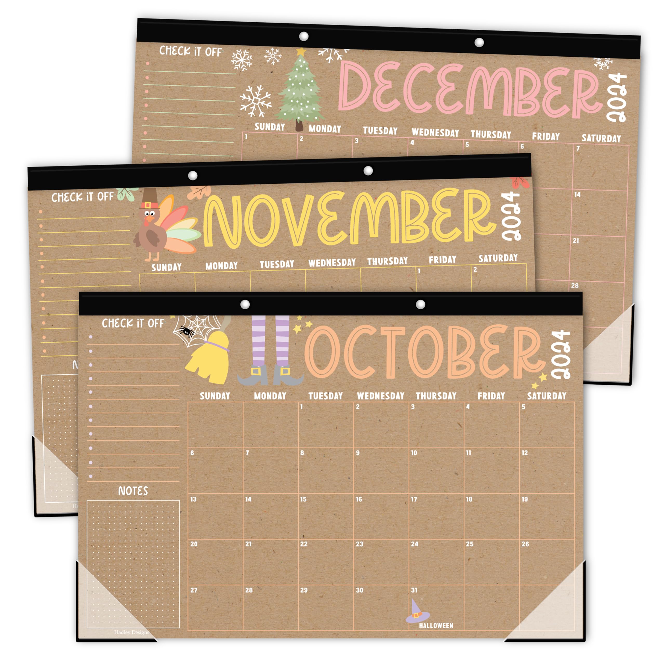 Hadley Designs 2024-2025 Doodle Teacher Desk Calendar | Academic Year Planner July 2024-June 2025 | Large School & Office Desktop Calendar for Teachers, Students & Professionals | Perfect for Classroom, Home & Office Organization