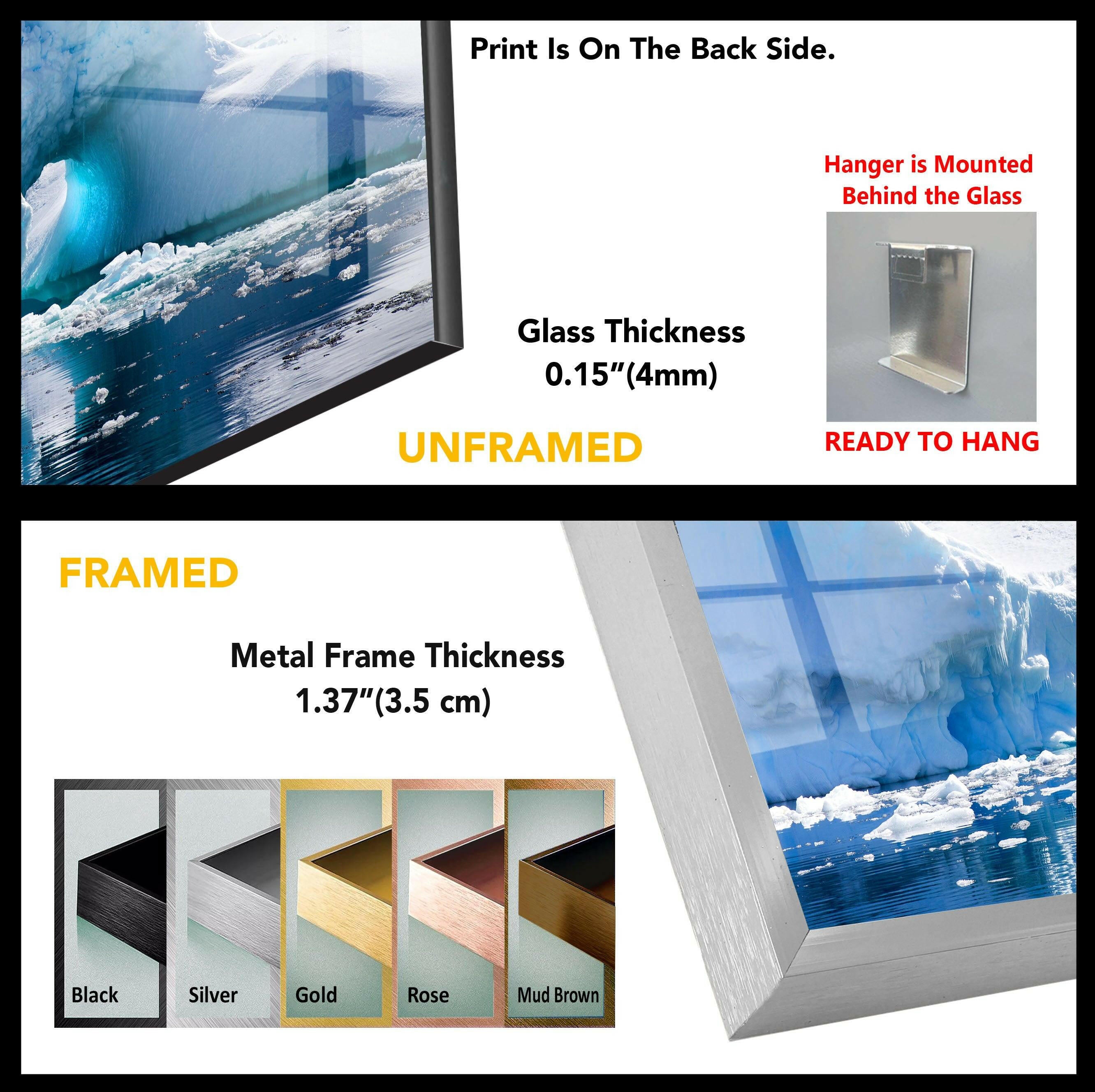 Arctic Iceberg Serenity - Stunning Landscape Glass Wall Art Print for Living Room, Office & Home Decor | Modern Framed Picture for Wall Display