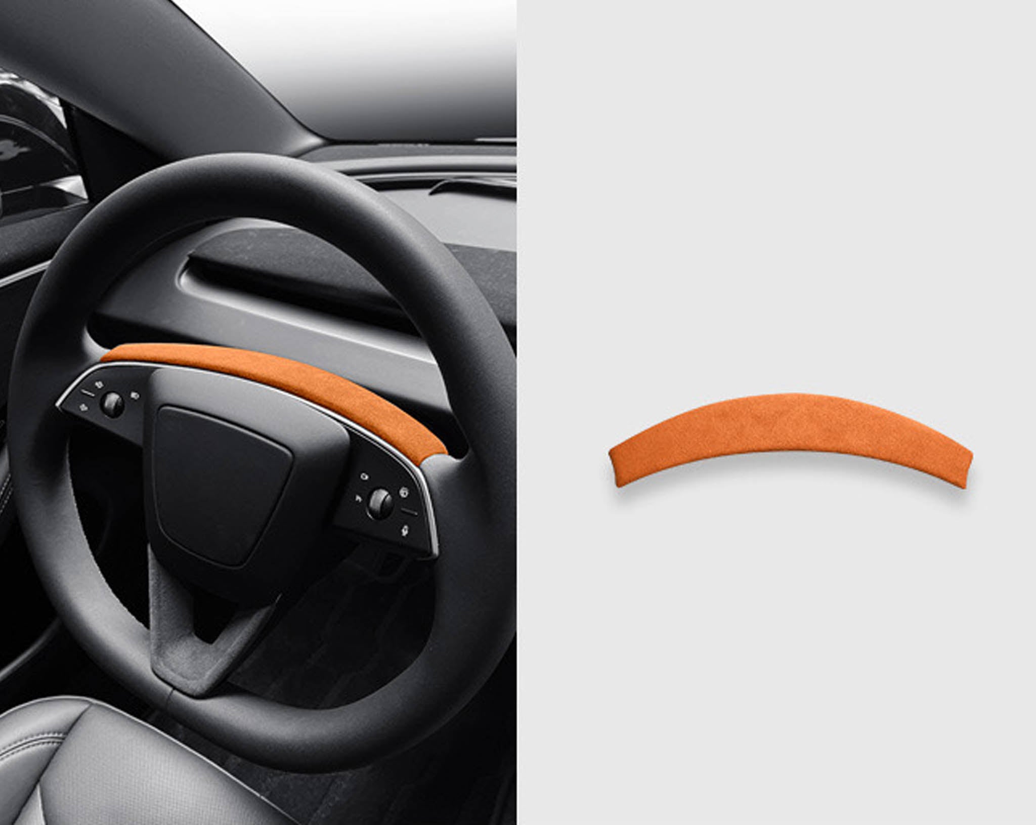 Premium Tesla Alcantara Steering Wheel Cover for 2024+ Model 3 Highland & 2025+ Model Y Juniper - Luxury Interior Upgrade for Enhanced Grip & Comfort During Driving