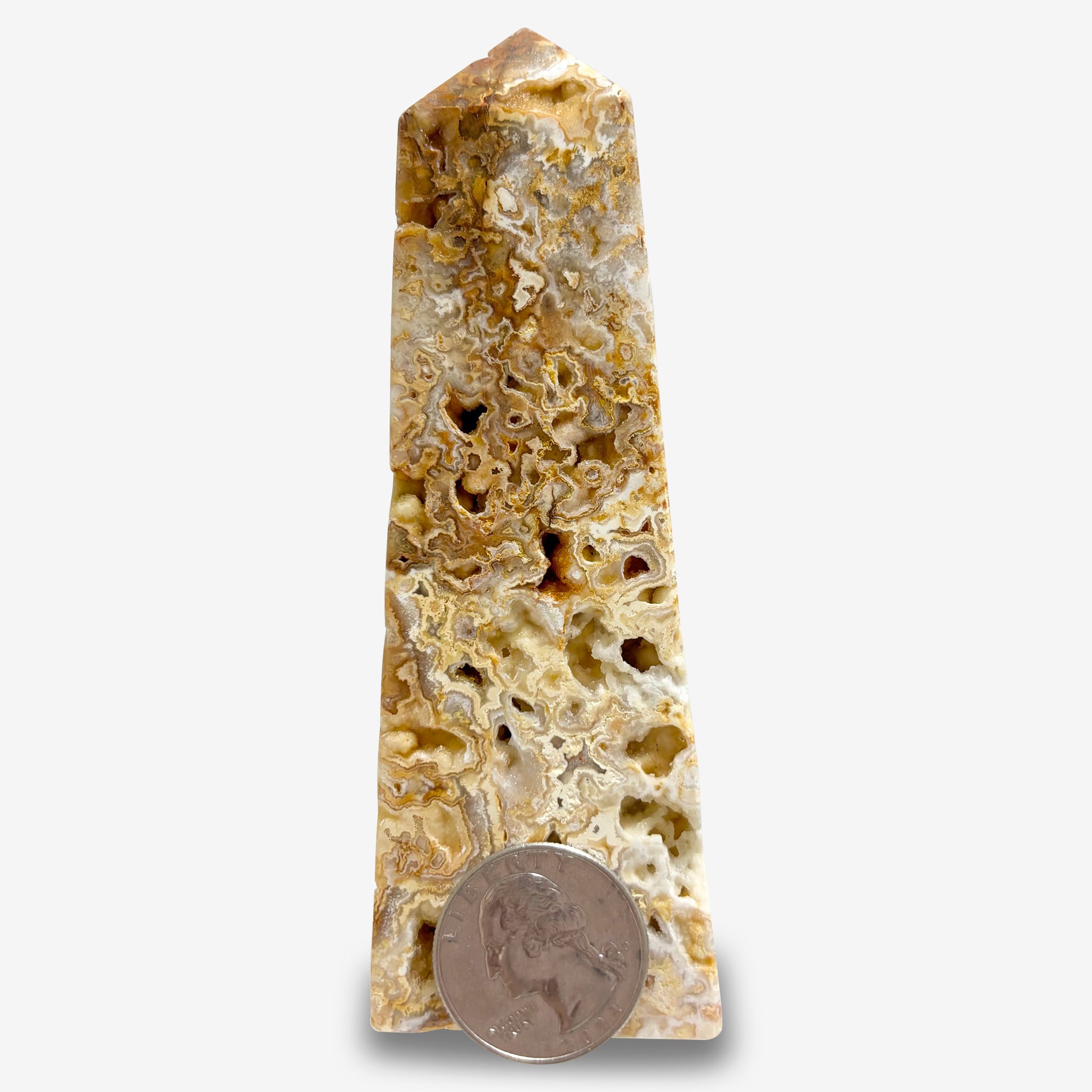 Polished Crazy Lace Agate Crystal Wand - Natural Standing Obelisk Tower for Grounding, Joy & Emotional Healing - Healing Crystal Display for Collectors & Home Decor - Perfect for Meditation, Reiki & Spiritual Practices RPO342