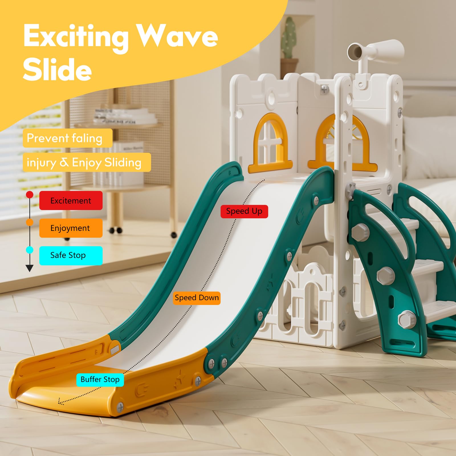 **Best Toddler Slide for Indoor & Outdoor Play - Kids Slide Playset with Storage & Non-Slip Steps - Safe & Fun Gift for Boys & Girls Ages 1-3 (Green/Orange) - Perfect for Backyards, Playrooms & Daycares**