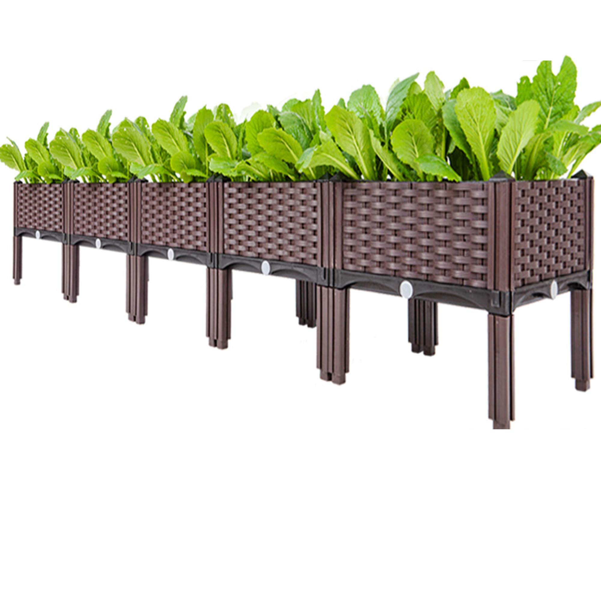 FMXYMC Elevated Planting Box with Legs - Modern Rattan-Style Plastic Raised Garden Bed for Vegetables & Flowers (80