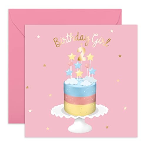 CENTRAL 23 - Adorable Birthday Card for Girls with Cute Stickers - Perfect for 2nd Birthday Celebrations, Daughter's Special Day & Birthday Girl Gifts - Ideal for Parties, Gift Giving & Keepsakes