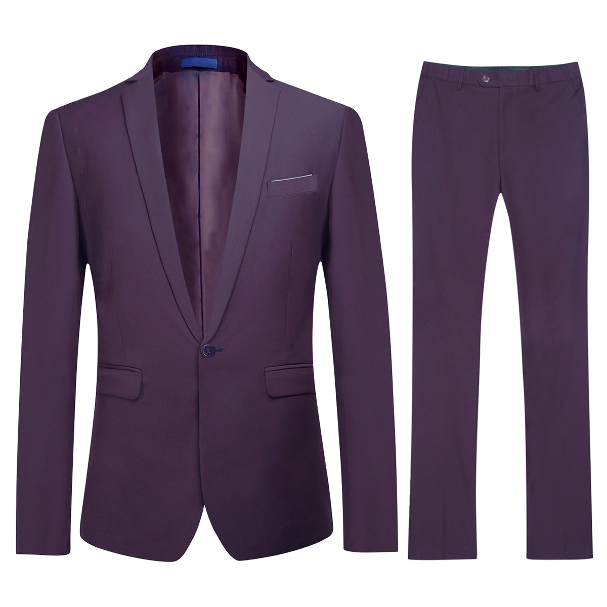 2 Piece Slim Fit Simple Designed Purple Suit for Men - Formal Business Attire & Wedding Outfit - Lightweight Comfortable Office Wear & Special Occasion Suits