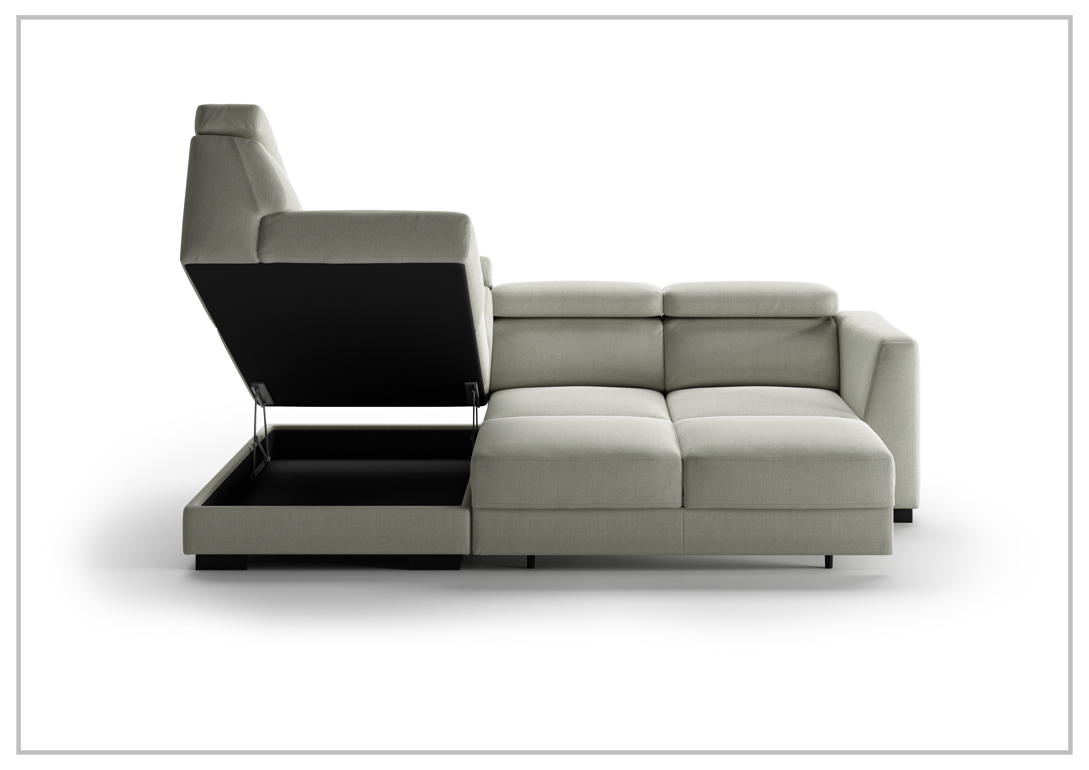 Luonto Halti Fabric Full XL Sectional Sleeper Sofa with Chaise and Storage | Modern Convertible Sleeper Sectional for Living Room, Guest Room & Small Spaces