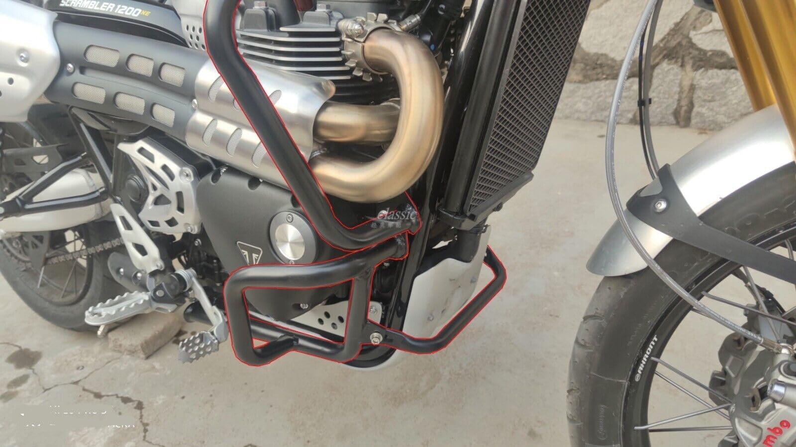 Triumph Scrambler 1200XE/XC Black Engine Guard Crash Bar - Heavy Duty Motorcycle Frame Protector & Lower Bumper for Highway Riding, Off-Road Adventure & Urban Commuting