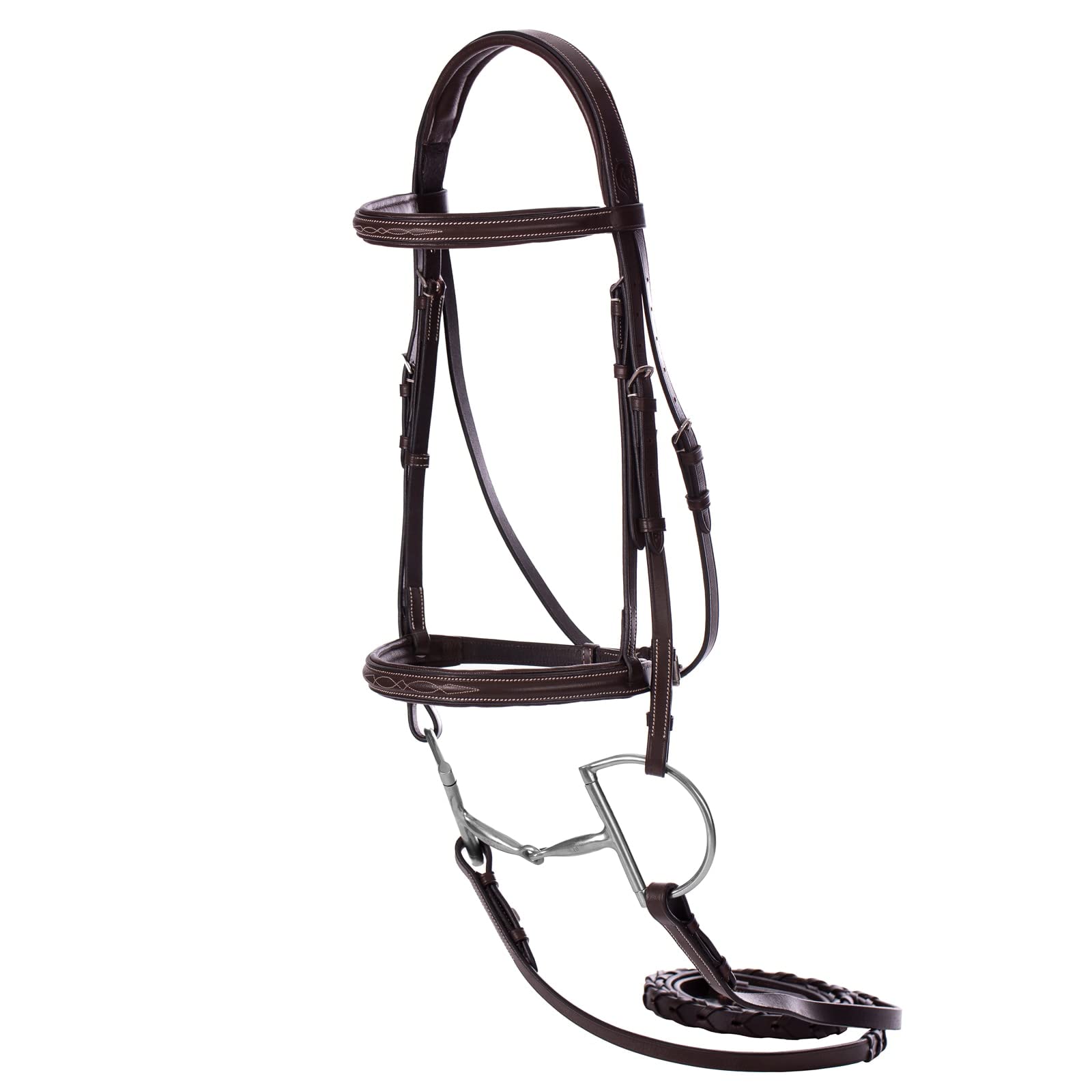 Equinavia Saga Adjustable Padded Fancy Stitched Hunter Bridle with Reins - Premium Equestrian Riding Gear for Show Jumping & Dressage | Comfort Fit Leather Horse Bridle for Training & Competition
