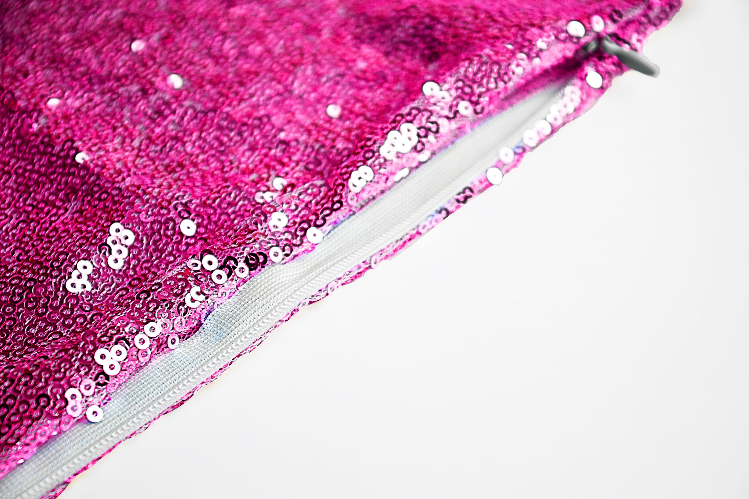 ShinyBeauty 24x24 Inch Hot Pink Sequin Pillow Cover - Decorative Throw Pillow Case with Glitter Sequins for Sofa, Bed, Couch - Fuchsia Accent Cushion Cover for Home Decor, Living Room, Dorm