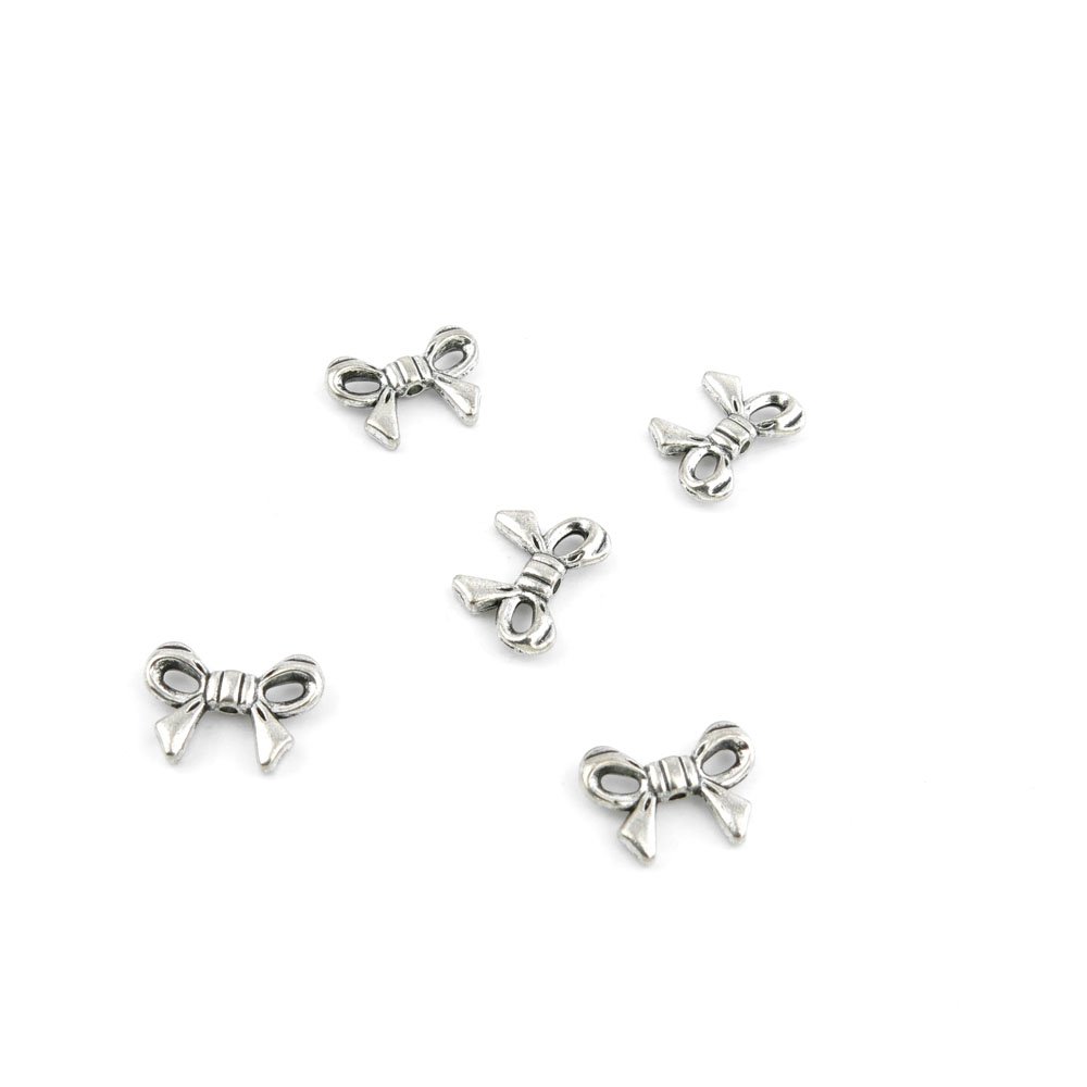 Antique Silver Bow Tie Charms for Jewelry Making - Necklace, Bracelet, Pendant & Earring Crafting Supplies | Perfect for DIY Fashion Accessories and Gift Scenes
