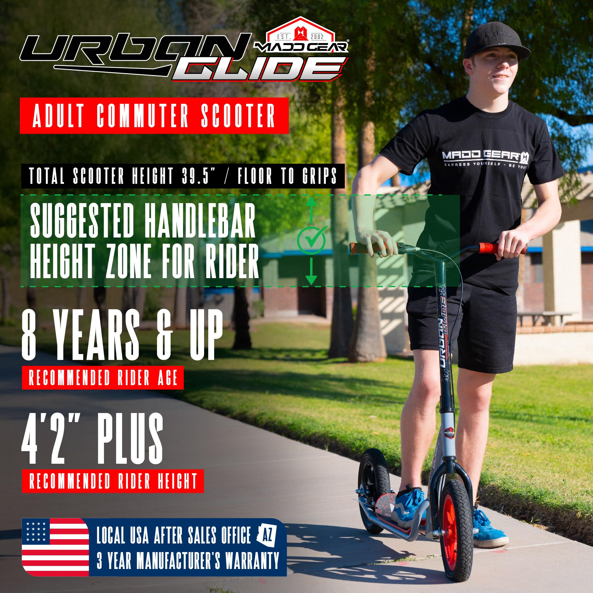 Madd Gear Urban Glide Commuter Kick Scooter with 12