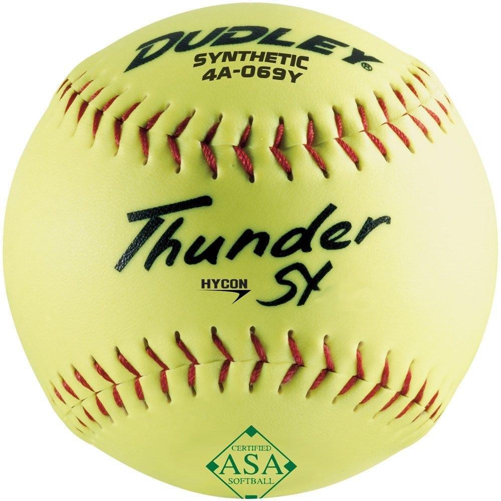 Dudley ASA Synthetic Thunder SY Hycon 12 52/300 Slowpitch Softballs (4A 069Y) - Official Game Balls for Competitive Slowpitch Softball Tournaments & Practice