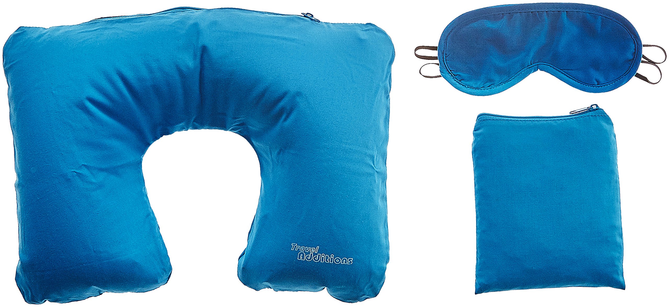 Blue Travel Pillow and Eye Mask Set for Neck Support & Sleep Comfort - Perfect for Airplanes, Cars & Home Use (4322)