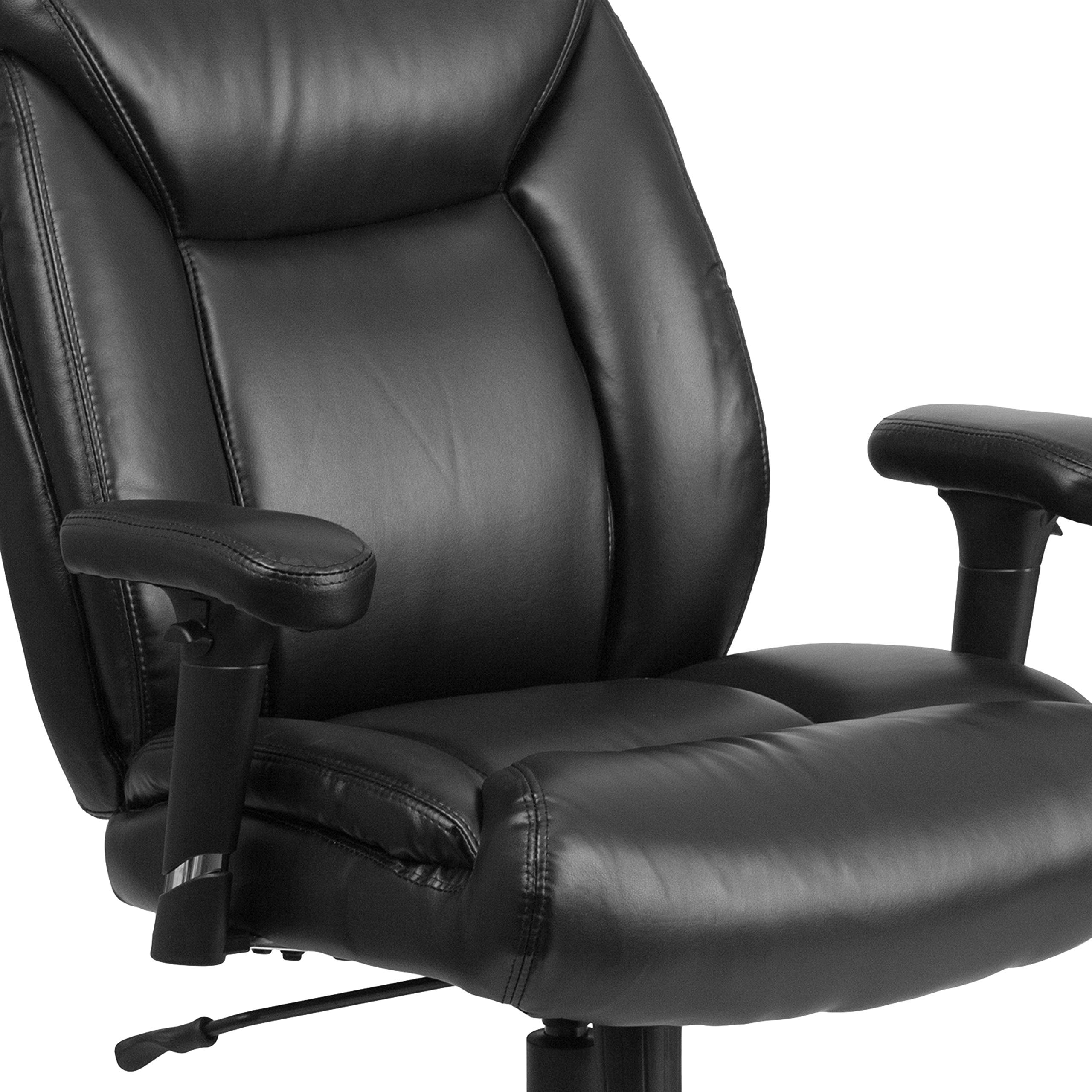 400 lb. Heavy Duty Big & Tall Mid-Back Black Tufted LeatherSoft Ergonomic Office Chair with Lumbar Support - Perfect for Home Office, Gaming & Executive Workspaces