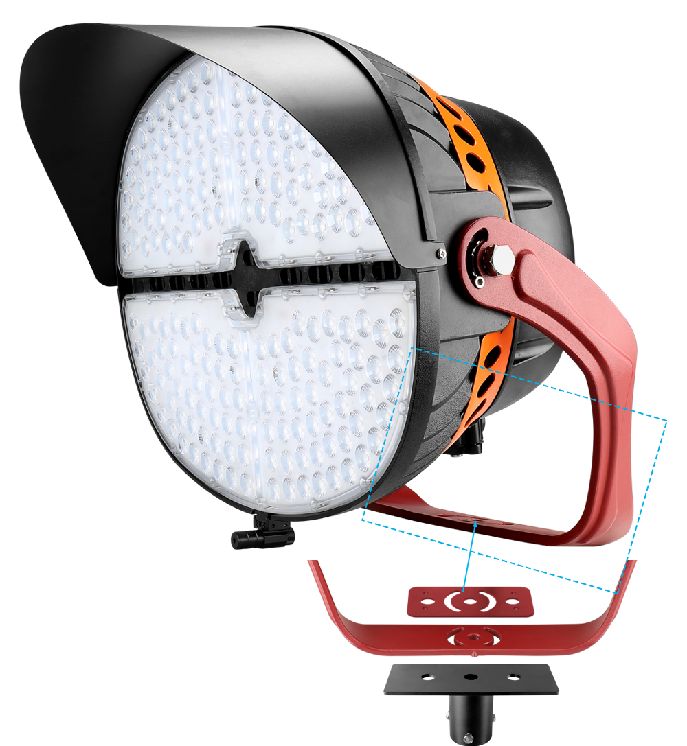 VEGA LED Sports Light 850W 118,000 Lumens 5000K Daylight White 120-277V 4H4V Beam Angle - Equivalent to 2000W Metal Halide - 10 Year Warranty - Perfect for Stadiums, Arenas, Tennis Courts & Outdoor Sports Fields
