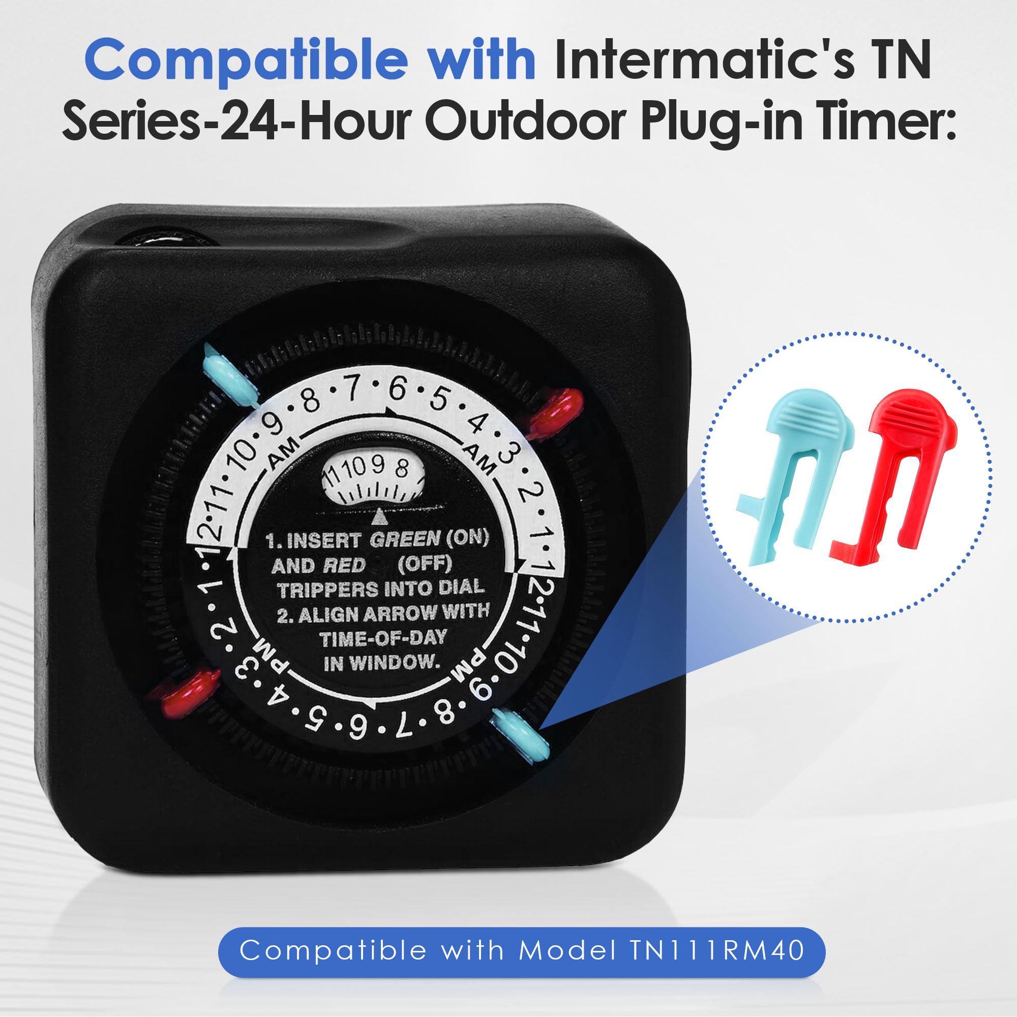 Dreyoo Cycle Timer Clock ON/OFF Plastic Switch Trippers - Compatible with Intermatic 156PB10398A P1000, PB, PF1100, TN, HB & TB Series - Easy to Use Pool Timer Switch Clips (5 Green ON /5 Red OFF) - Perfect for Swimming Pool, Spa & Irrigation System Automation