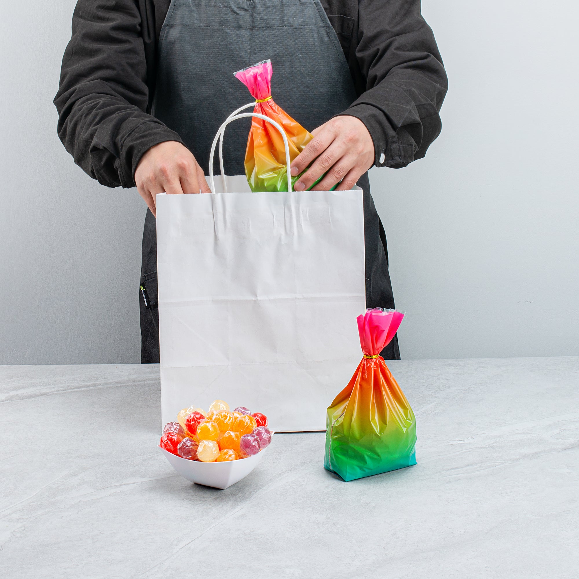 Rainbow Ombre Plastic Candy Bags - 4 x 2 x 9.5 Inches Gusseted Stand-Up Pouches (4000 Count Bulk Box) - Perfect for Candy Packaging, Party Favors & Retail Display