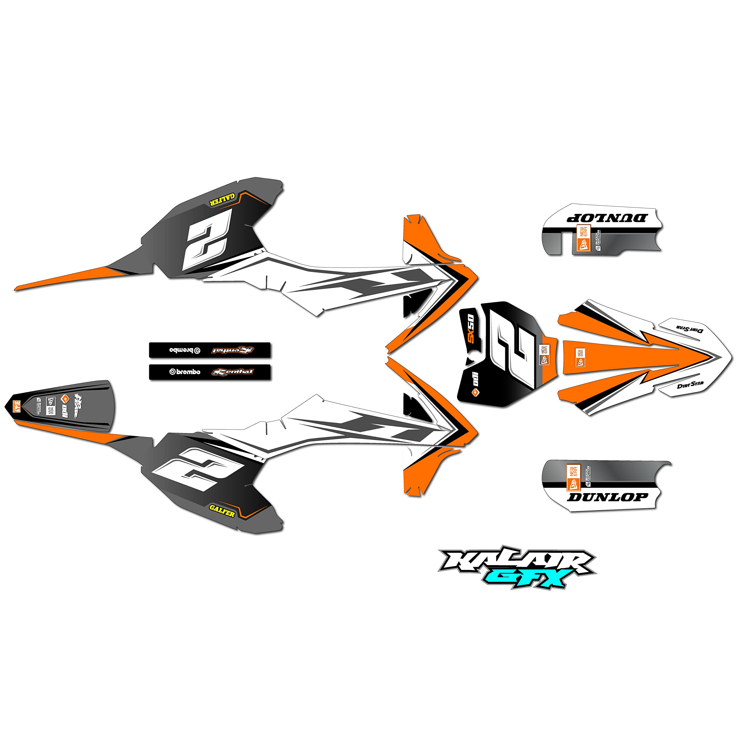 KTM 50SX Mini SX50 (2016-2018) Razor Series Dirt Bike Graphics Kit - 21 Mil Thick Orange Motorcycle Stickers & Racing Decals for Motocross Accessories - Perfect for Pit Bikes, Dirtbike Racing, and Off-Road Motorcycle Customization