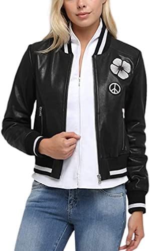 Stylish Women's Black Moto Leather Jacket - Fashionable Biker Jacket for Women | Perfect for Motorcycle Riding, Night Out & Casual Wear