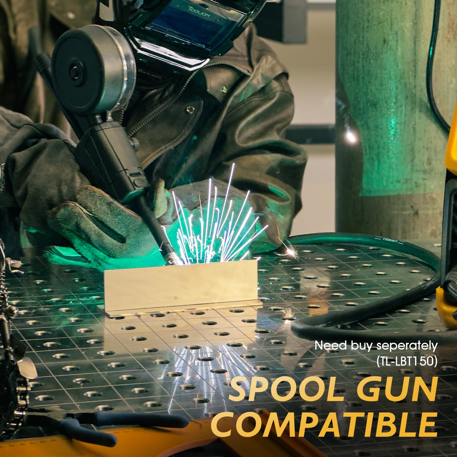 TOOLIOM 5-in-1 MIG TIG Stick Plasma CUT Welding Machine - 110V/220V Dual Voltage Aluminum Welder with Spool Gun Compatibility - Perfect for Home DIY, Auto Repair & Metal Fabrication
