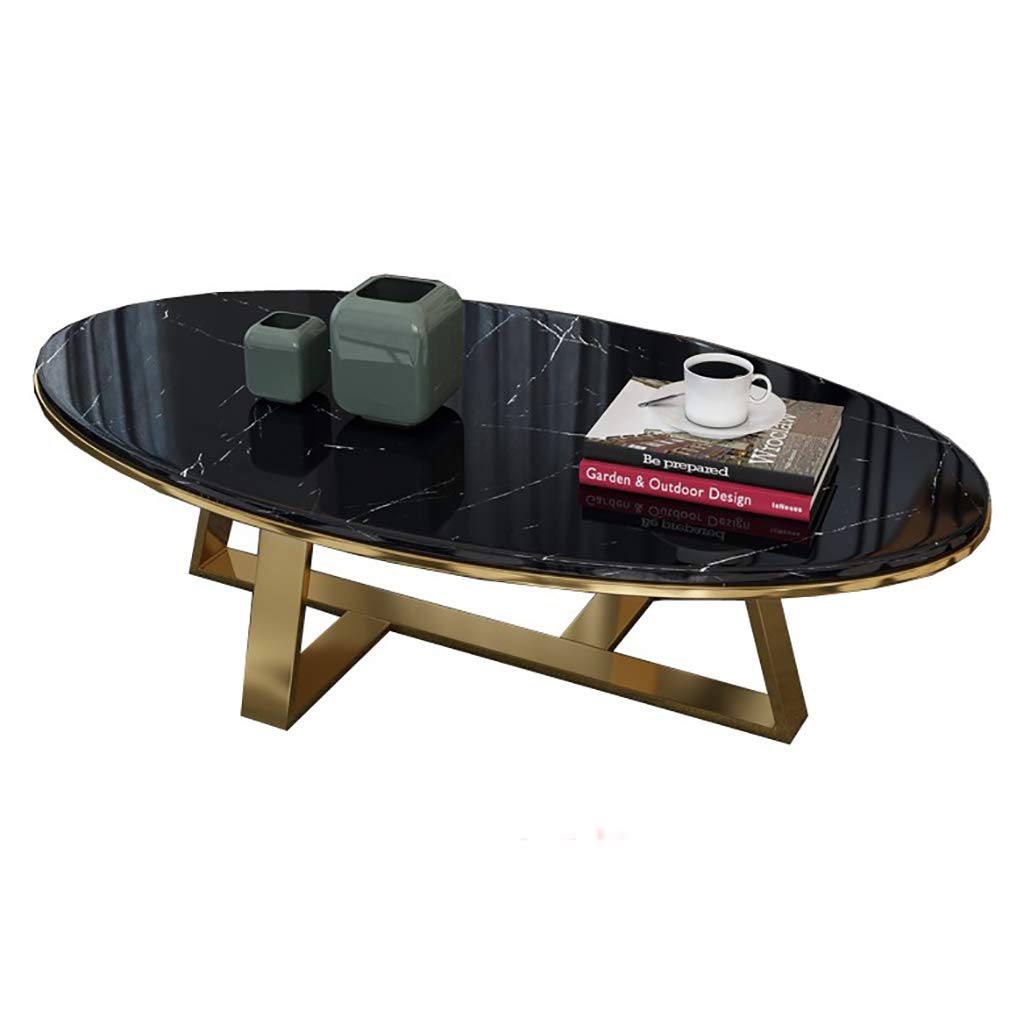 Elegant Oval Marble Coffee Table with Gold-Plated Stainless Steel Frame - Modern Living Room Accent Table, Side Table or Center Table for Home Decor | Perfect for Living Spaces, Lounges & Office Reception Areas