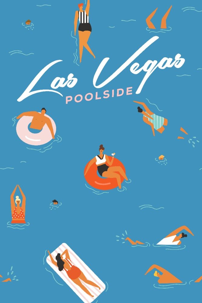 Las Vegas Nevada Aerial Pool Scene 83037 - 24x36 Signed Art Print, Premium Wall Decor Poster for Home, Office & Hotel Lobby Decoration