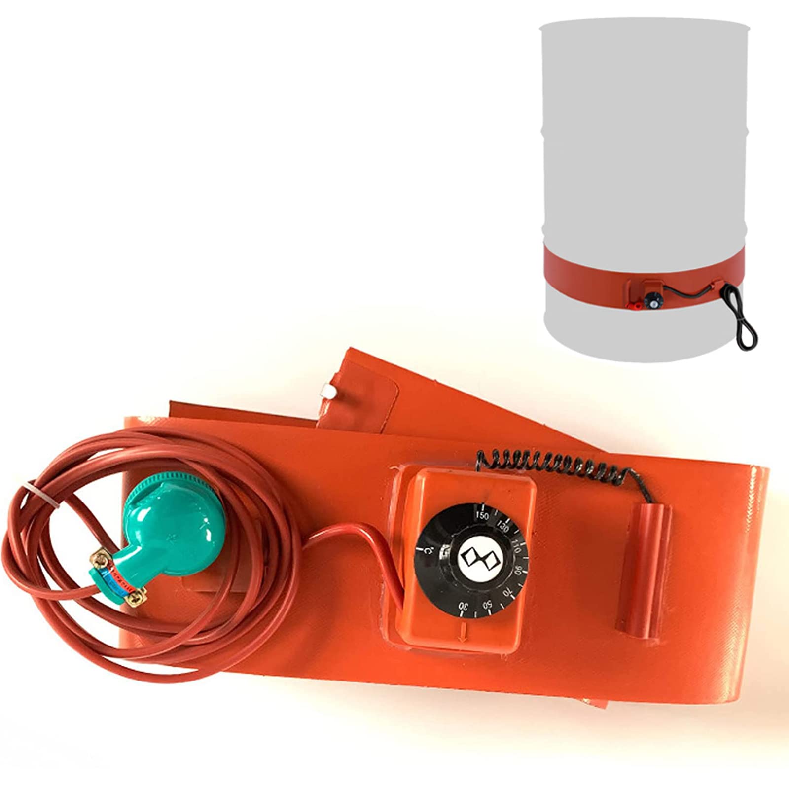 **800W Silicone Drum Heater Band with Adjustable Thermostat - 220V for 20L / 55 Gallon Barrels (200×860mm) - Ideal for Honey Oil, Wax, and Chemical Storage Heating**