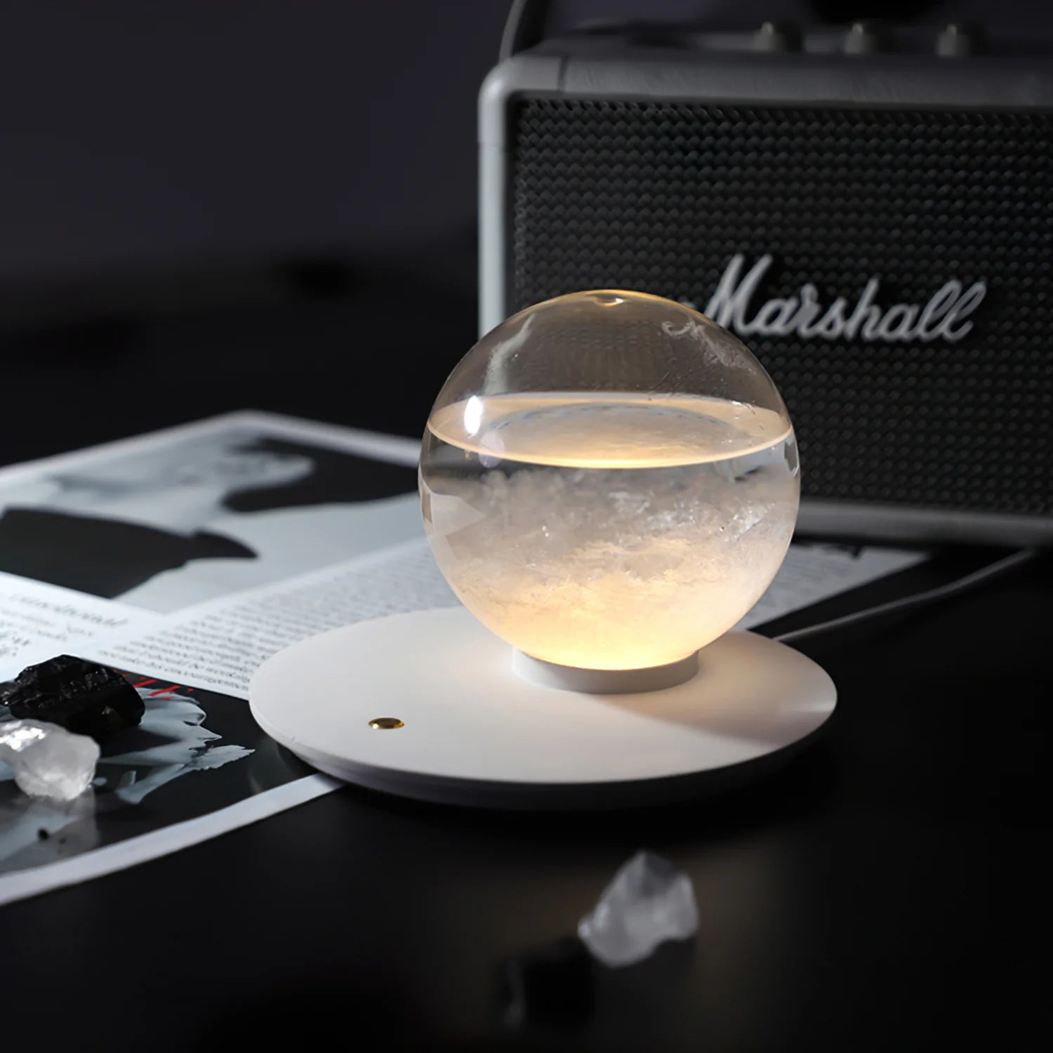Storm Ball Table Lamp - Modern LED Night Light for Bedroom, Living Room, and Office - Dimmable Touch Control Desk Lamp with Warm White Light for Reading, Relaxing, and Decor