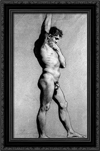 Pierre Paul Prud'hon Academic Male Nude Art Print - 16x24 Black Ornate Wood Framed Canvas - Classic Figure Study for Home Office & Art Gallery Decor