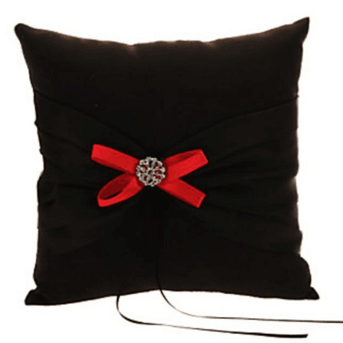 Elegant Black & Red Wedding Ring Pillow - 7.8 Inch Ring Bearer Cushion for Classic Ceremonies | Perfect for Church, Beach & Outdoor Weddings