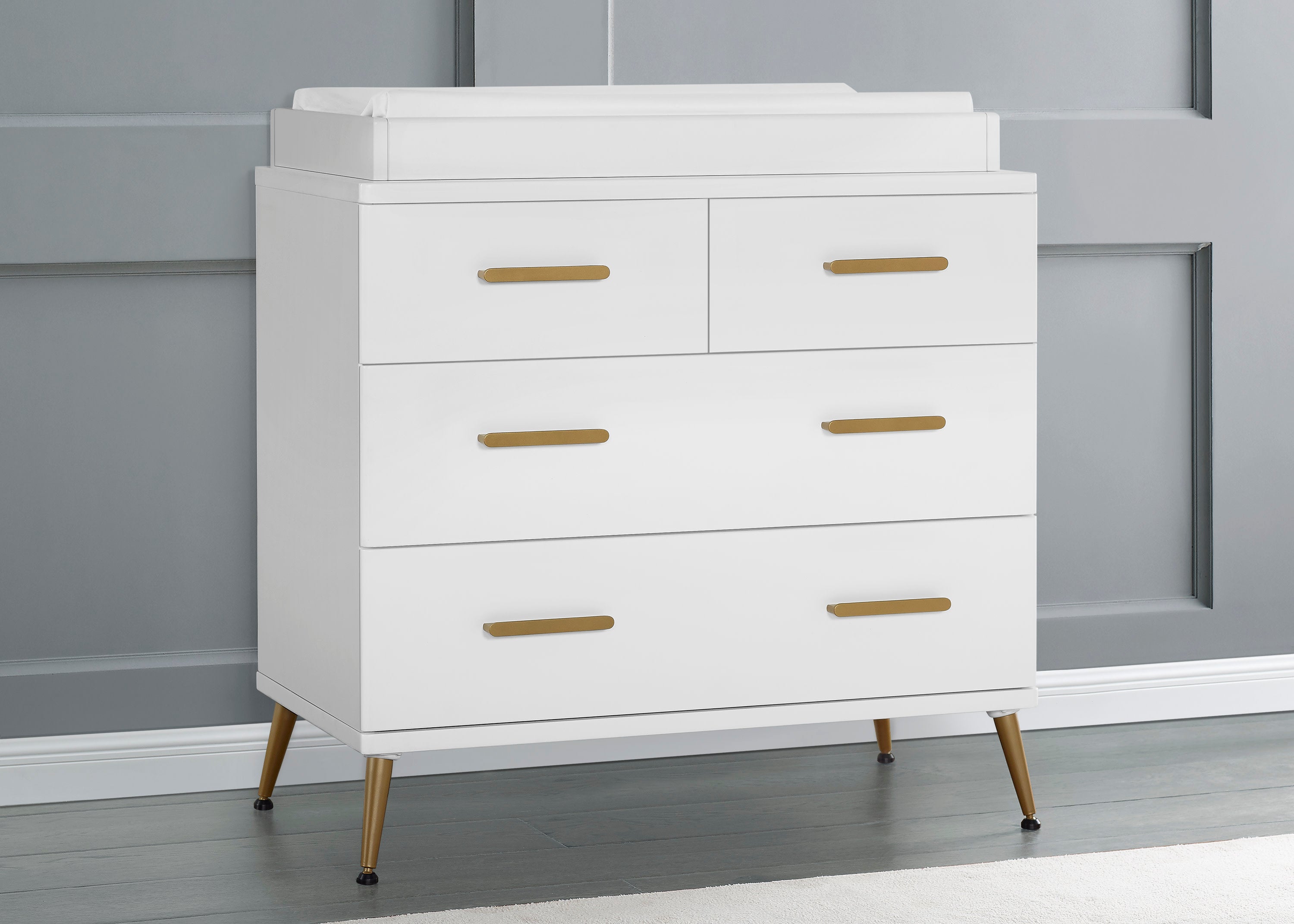 Sloane 4-Drawer Baby Dresser with Changing Table Top - Nursery Storage Solution for Diapers, Clothes & Essentials | Perfect for Newborns & Toddlers