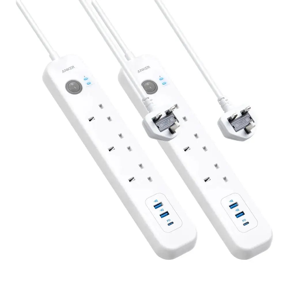 3-Outlet Extension Cord with USB & USB-C Ports - 6ft Power Strip Surge Protector for Home, Office, and Travel Charging Multiple Devices