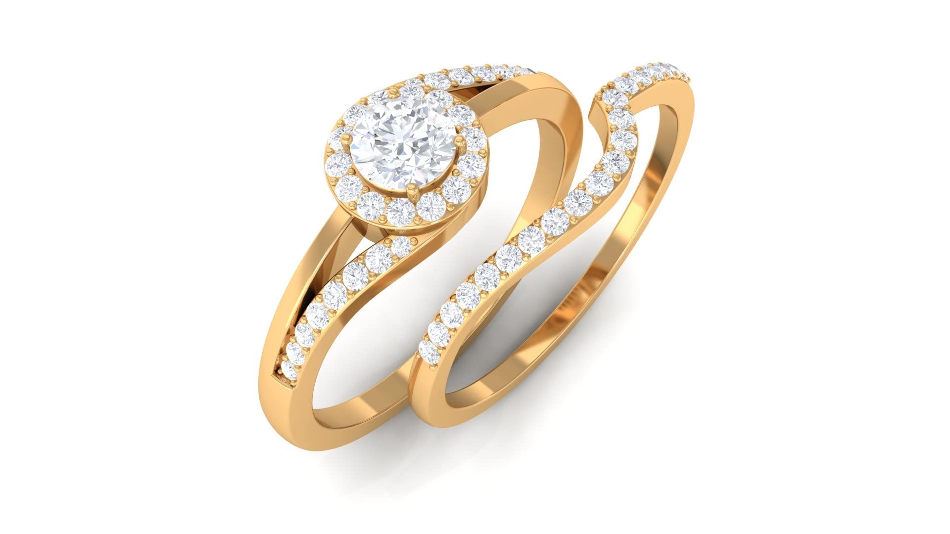 14K Solid Gold Diamond Bridal Ring Set for Women - Elegant Wedding & Engagement Ring Set with Bypass Design | Perfect for Proposals, Anniversaries & Special Occasions