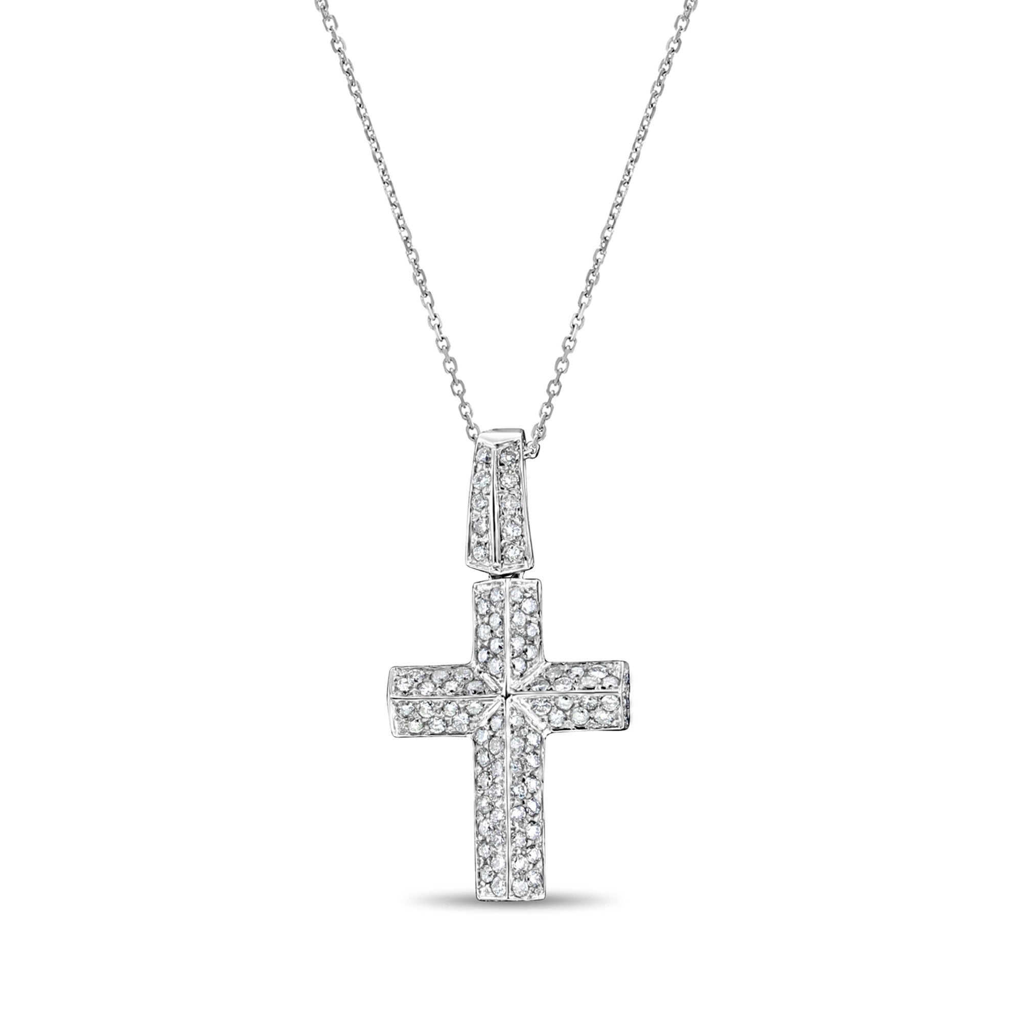 1.50cttw Diamond Cross Pendant in 14k White Gold - Elegant Religious Jewelry for Gifts, Baptism & Everyday Wear