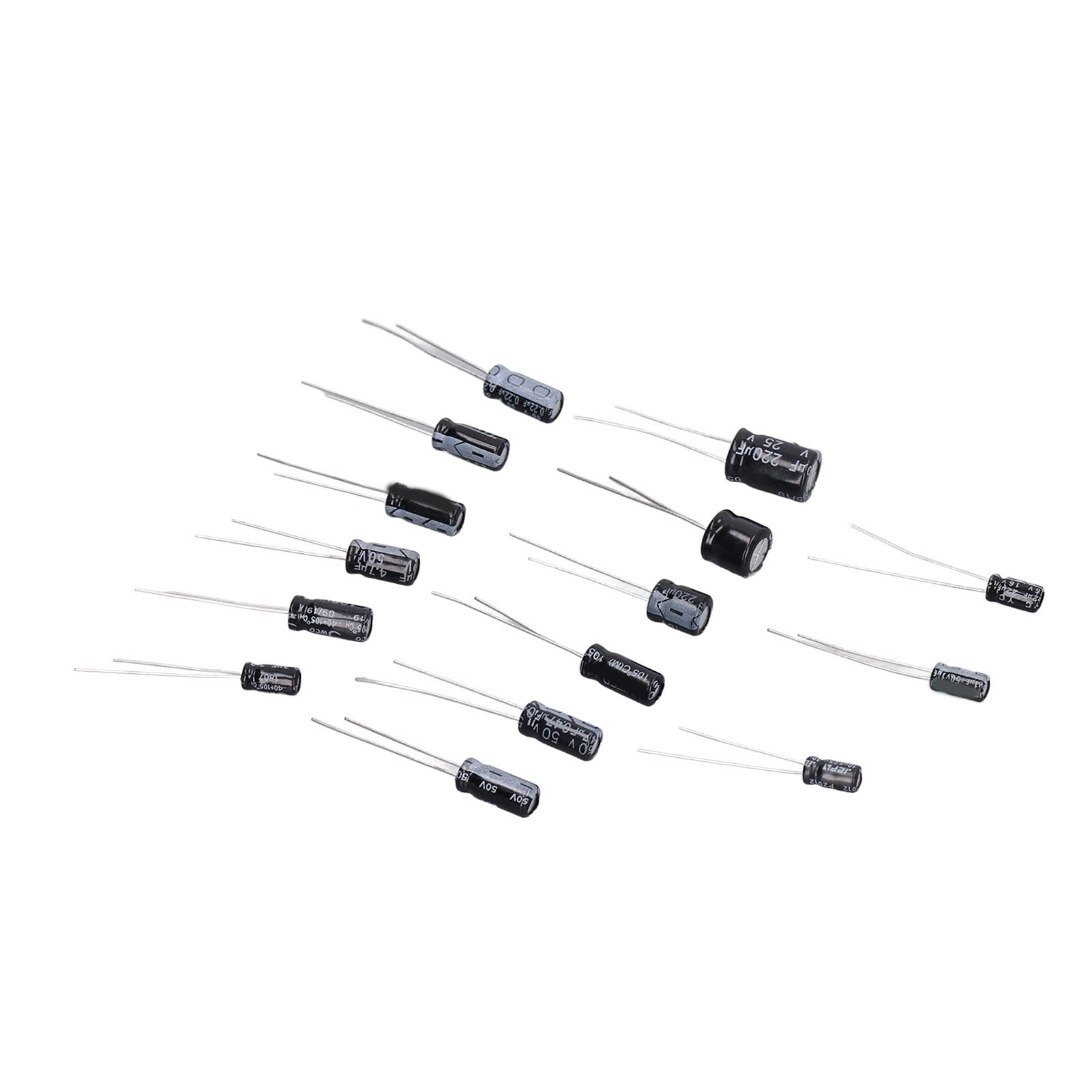 High-Quality 215Pcs Electrolytic Capacitor Kit (0.1uF-330uF, ±20% Tolerance) - Stable 15 Value Assortment for TV, Radio & Electronics Repair | DIY Projects, Circuit Board Replacement, Home Appliance Maintenance