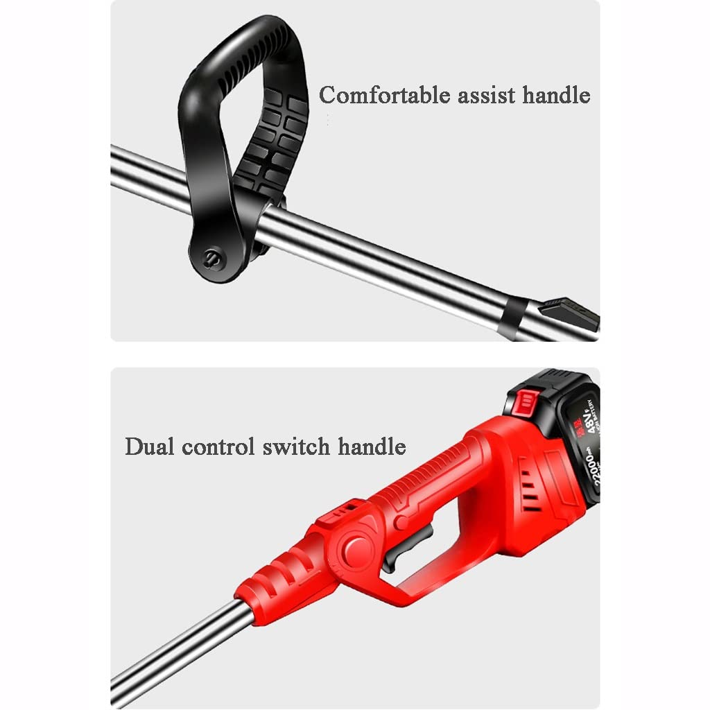 **Cordless Weed Eater & Grass Trimmer - 1-30cm Height Adjustment, Dual Control Switch, Powerful Brush Cutter with Blade & Charger (Includes 2 Batteries & 1 Charger) - Perfect for Lawn, Garden & Yard Maintenance**