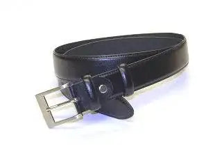 LA Smith Black Plain Leather Belt for Men - Genuine Leather Dress Belt with Classic Buckle - Perfect for Office, Business, and Formal Occasions