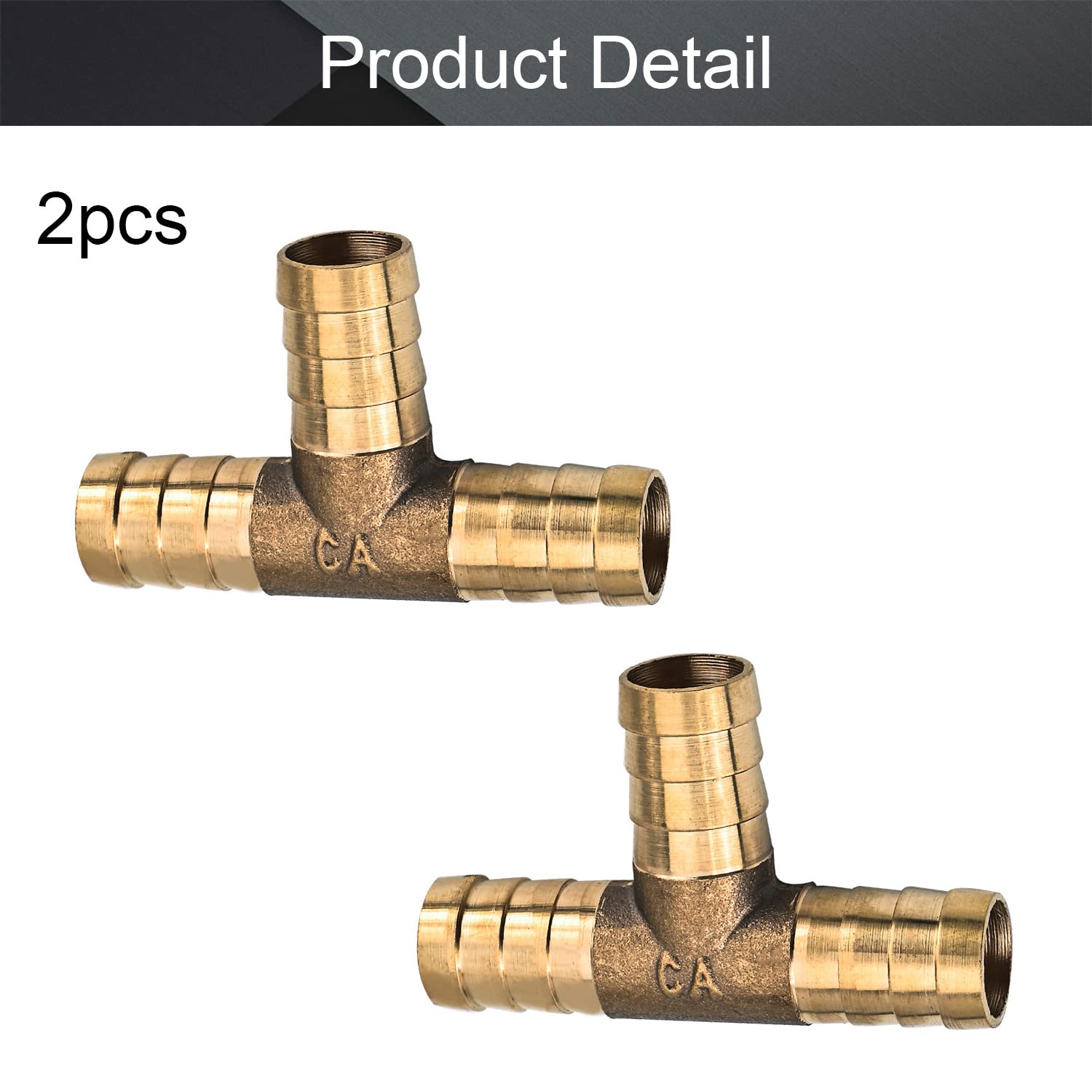 MroMax 12mm Brass Hose Barb Tee Fitting - 3 Way T-Shaped Union Connector (0.47
