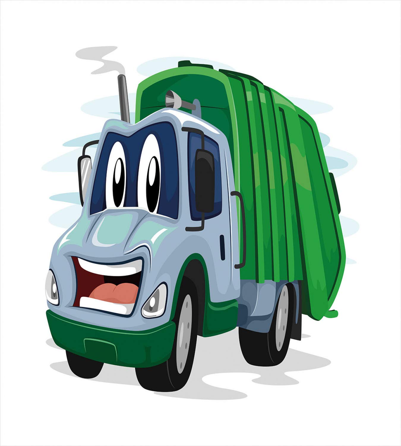 Ambesonne Garbage Truck Duvet Cover Set - Fun Cartoon Trash Vehicle Design with Smiling Mascot, 2-Piece Twin Size Bedding with Pillow Sham, Multicolor | Perfect for Kids' Rooms, Themed Bedrooms & Funny Gift Ideas