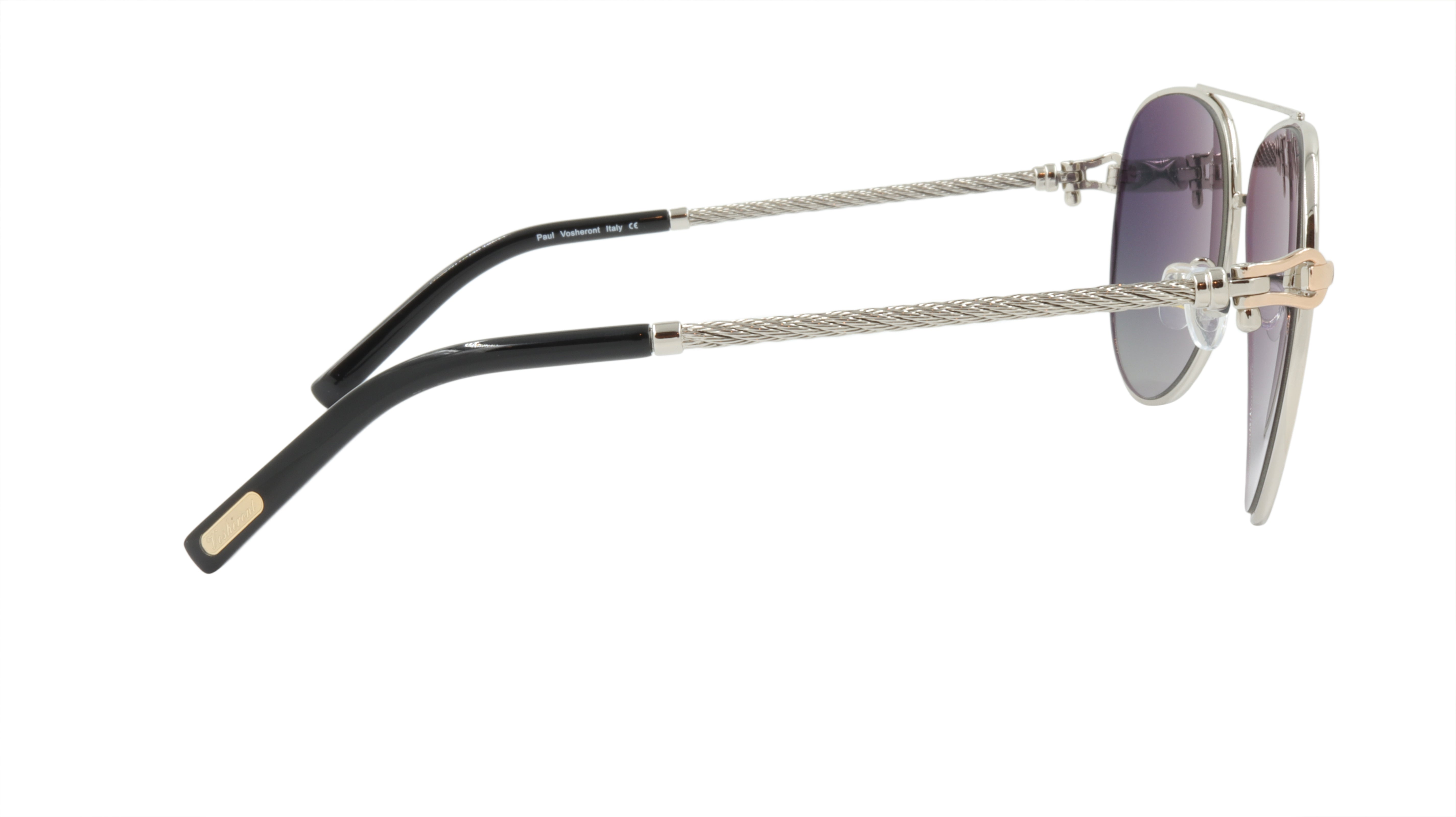 Paul Vosheront Gold Plated Metal & Acetate Polarized Sunglasses PV3438S C1 - Italian Luxury UV Protection for Driving, Beach & Outdoor Fashion