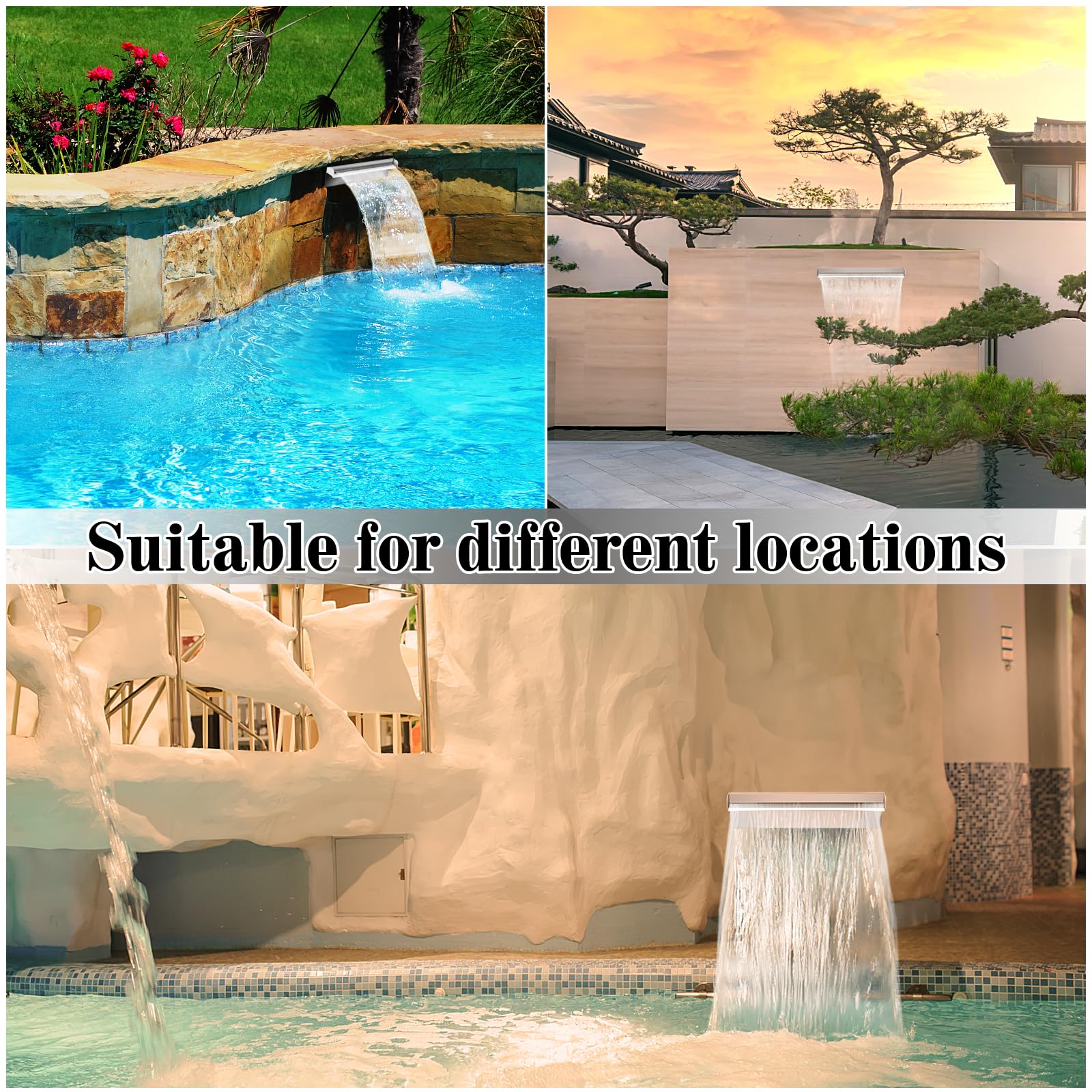 304 Stainless Steel Waterfall Pool Fountain - 17.7\
