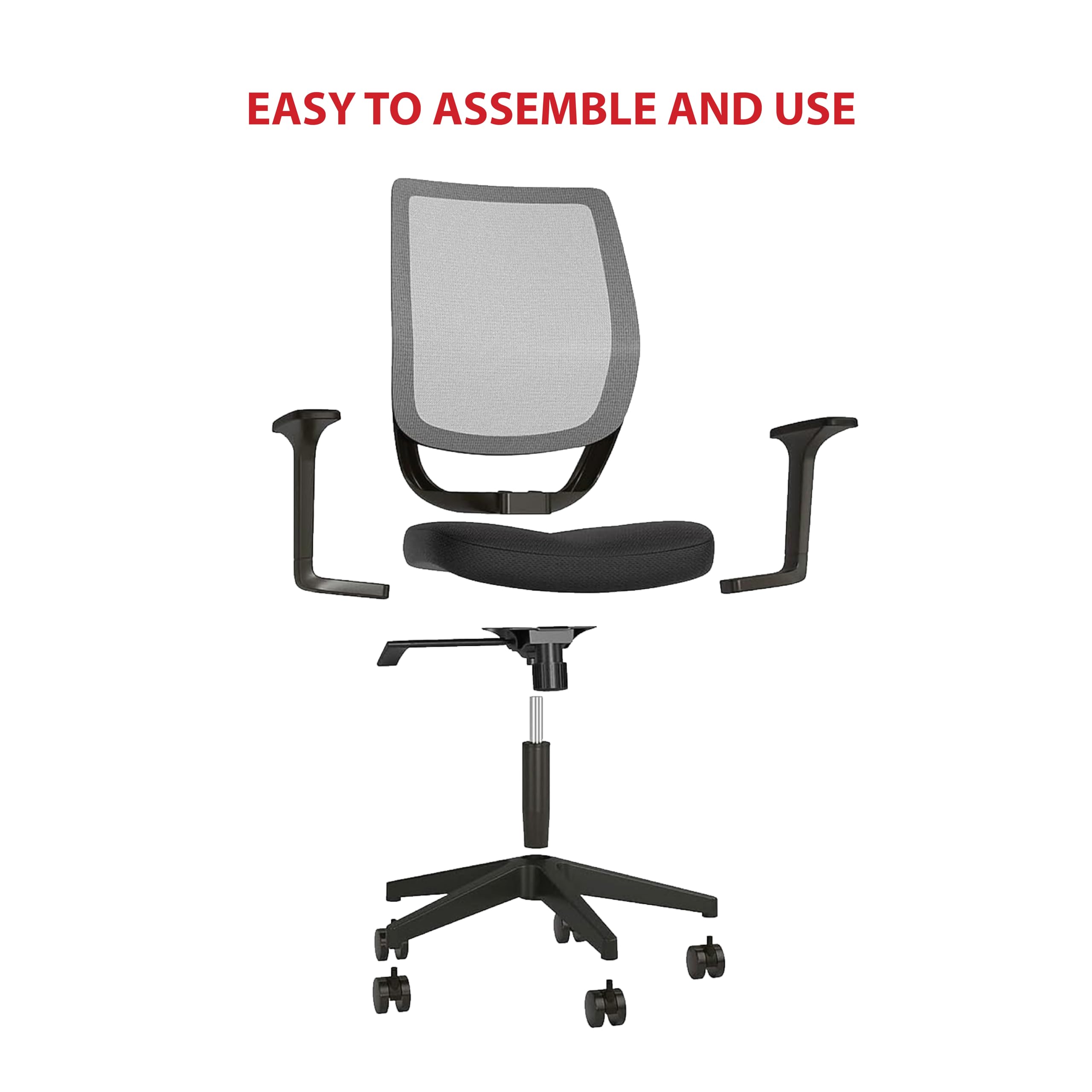 Ergonomic Mesh Back Swivel Office Chair with Adjustable Height, Tilt Tension & Lock - Comfortable Fabric Seat for Home Office, Gaming & Workspace (Ideal for Long Hours of Sitting)