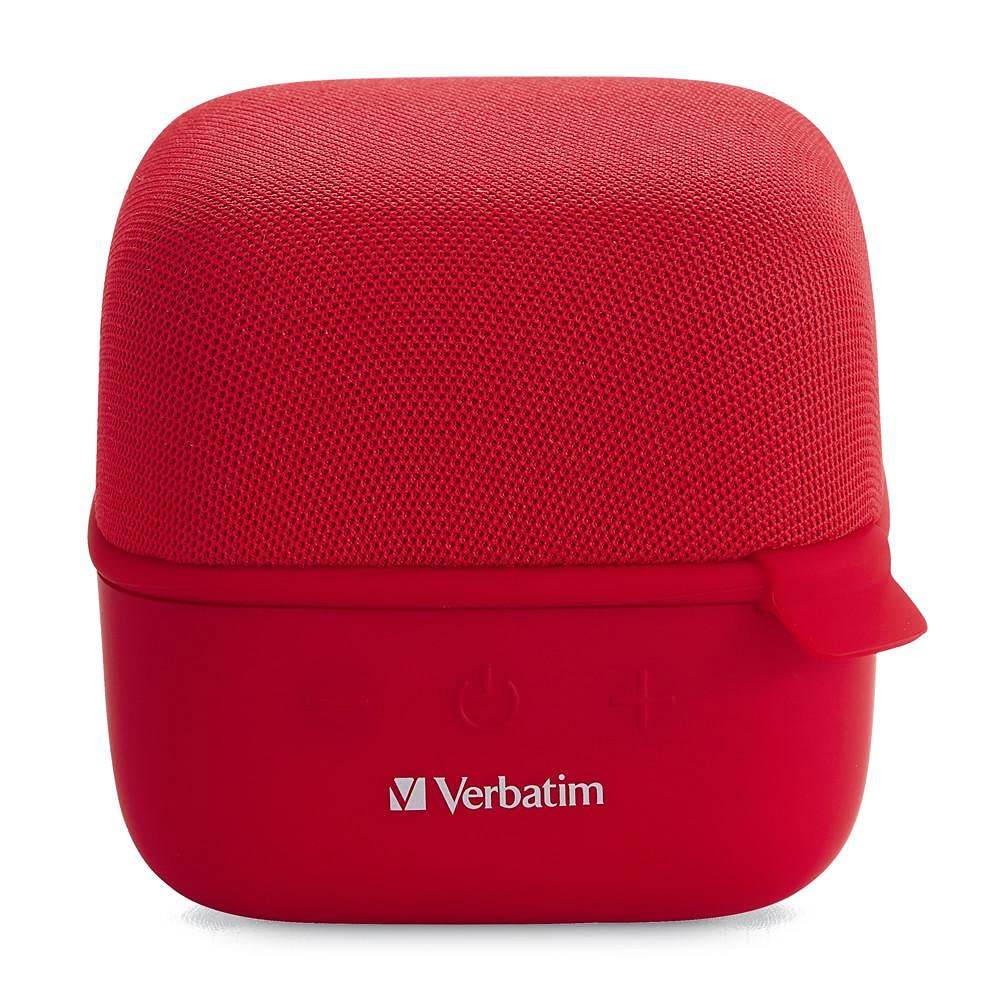 Verbatim Wireless Cube Bluetooth Speaker - Portable Mini Speaker with HD Sound, 10H Playtime, Built-in Mic for Hands-Free Calls - Perfect for Travel, Outdoor, Home & Office Use (Red)